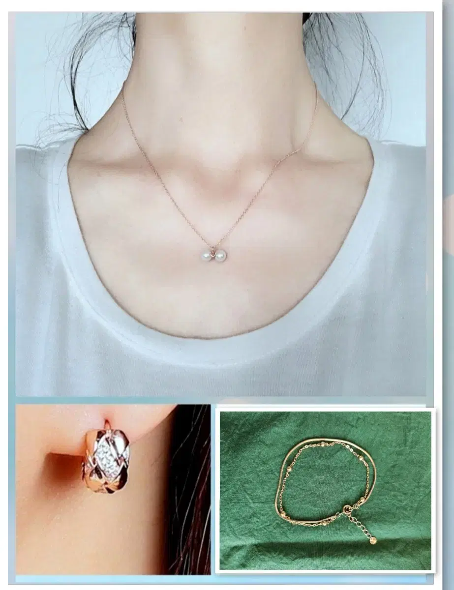 92.5 silver, Tiriririn pearl necklace, one-touch earrings, and even a bracelet