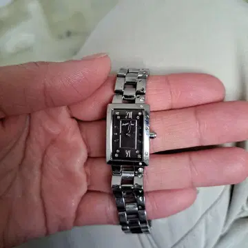 실버 스테인리스 스틸 직사각형 시계