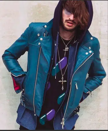 NO.ID 카우 가죽 세미아닐린 UK 타입 W 라이더스 JKT 자켓