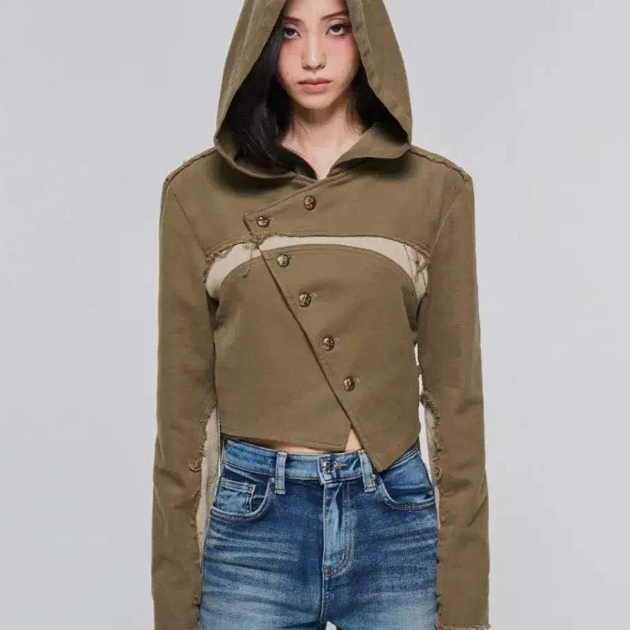 YEEL 와이이이엘 / ASYMMETRY CHIC JACKET KHAKI
