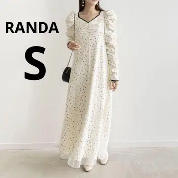 RANDA  튤 레이어 원피스 도트 무늬 도트 롱 기장