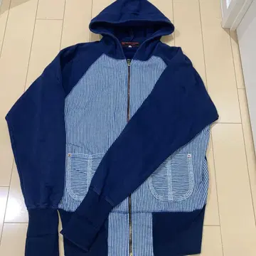 EVISU 스트라이프 후드 부착 후드티