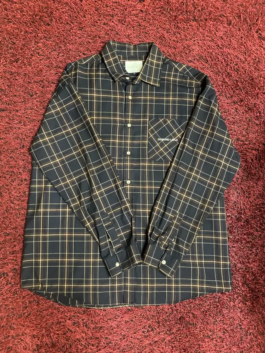 다이아몬드레이라 Fluff Mood Check shirt Navy 셔츠매