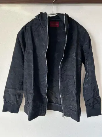 새상품급 Danke schon 카모 패턴 얇은 소재 더블 지퍼 후드티