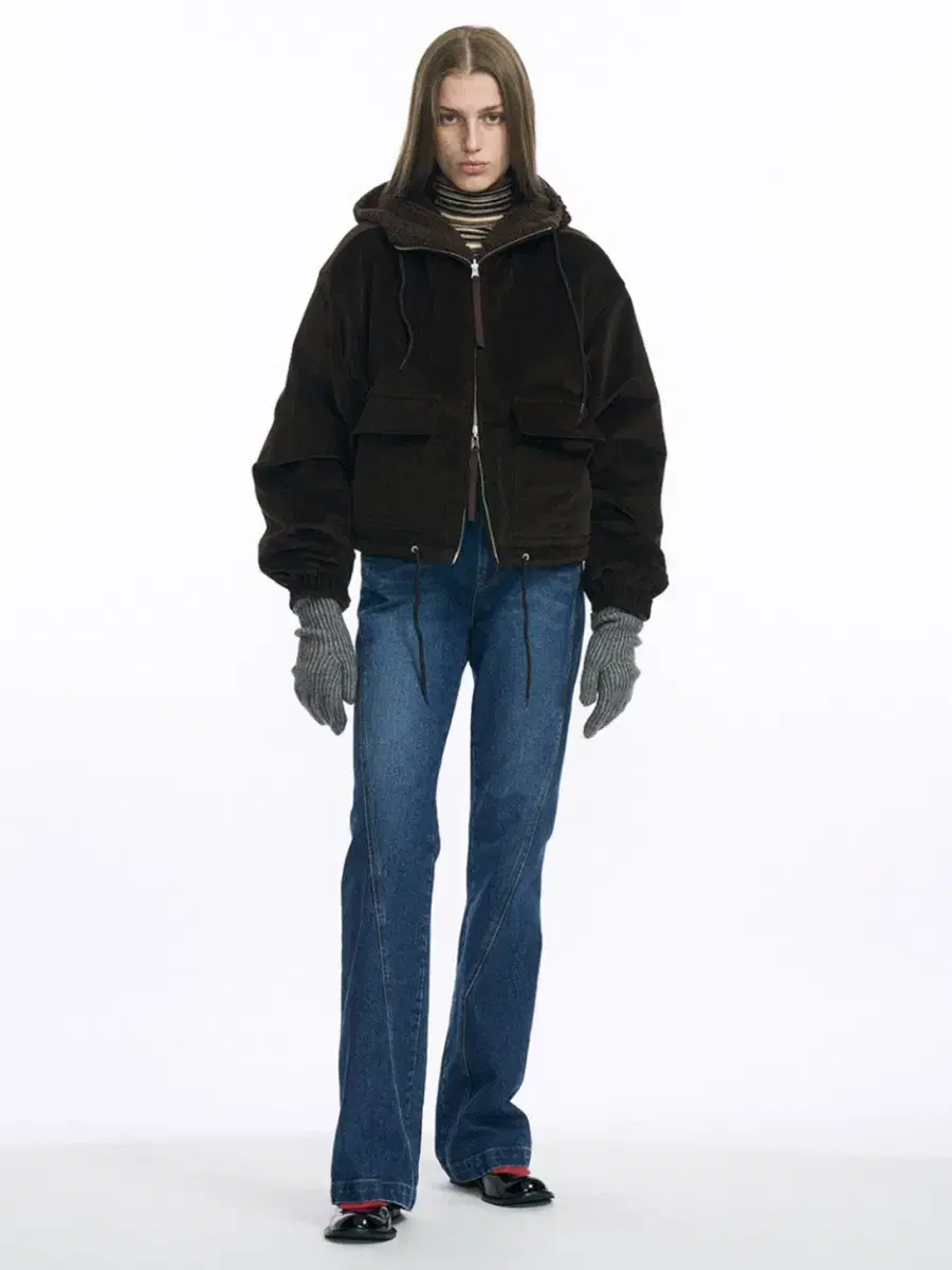 Partment Woman Corduroy Reversible Hooded Jumper Brown