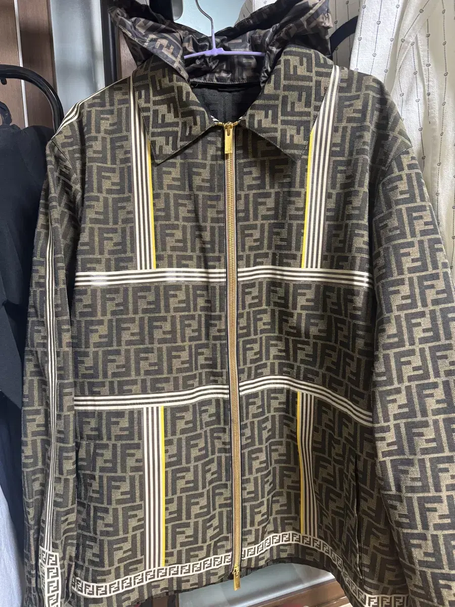 Fendi Jacquard Trucker Hooded Jacket