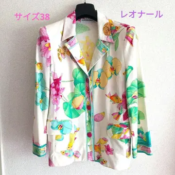 레오나르 LEONARD FASHION 꽃무늬 자켓 38 흰색 화이트