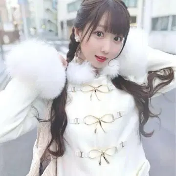 LODISPOTTO 코트 롱 리본 양산형 지뢰계 로디스포토 화이트