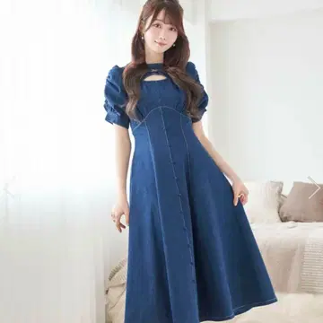 최종 가격 인하 Rosemuse denim 퍼프 슬리브 드레스