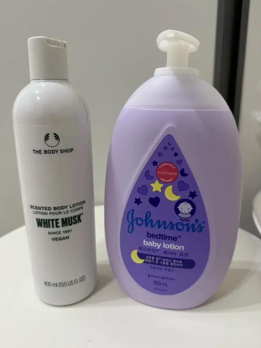 Body lotion (The Body Shop White Musk), (Bedtime Baby Lotion)