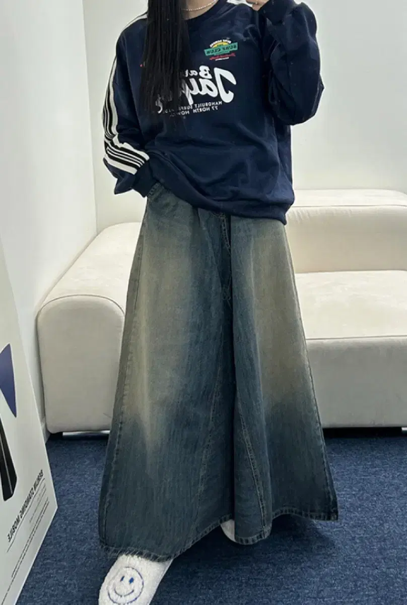 ootj 빈티지 데님 맥시 스커트