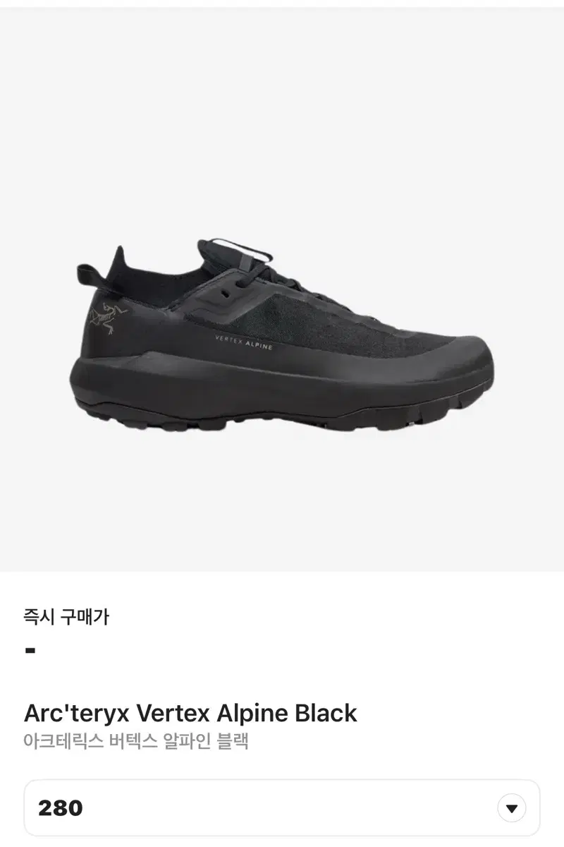 280) 아크테릭스 버텍스 알파인 블랙