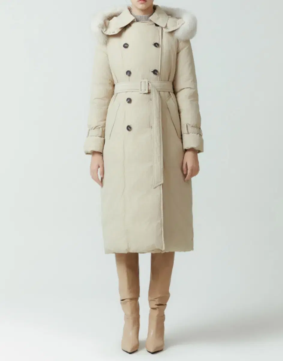 ITMIXA Fox Fur Trench Down-filled Long Padded Jacket