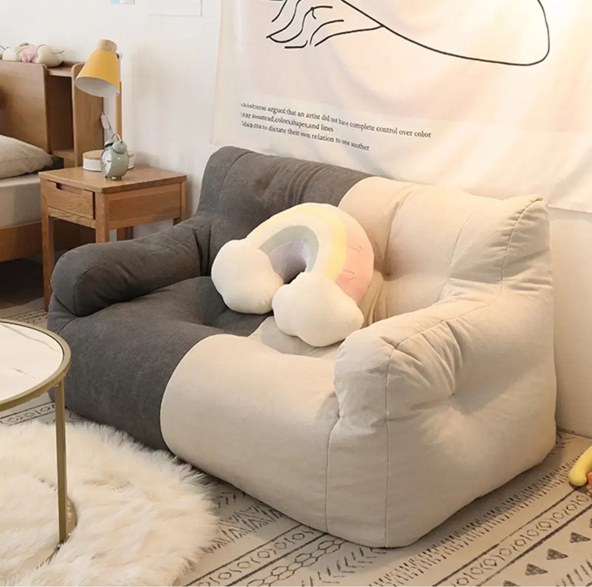 New product) 2-person cushion sofa <아이보리>