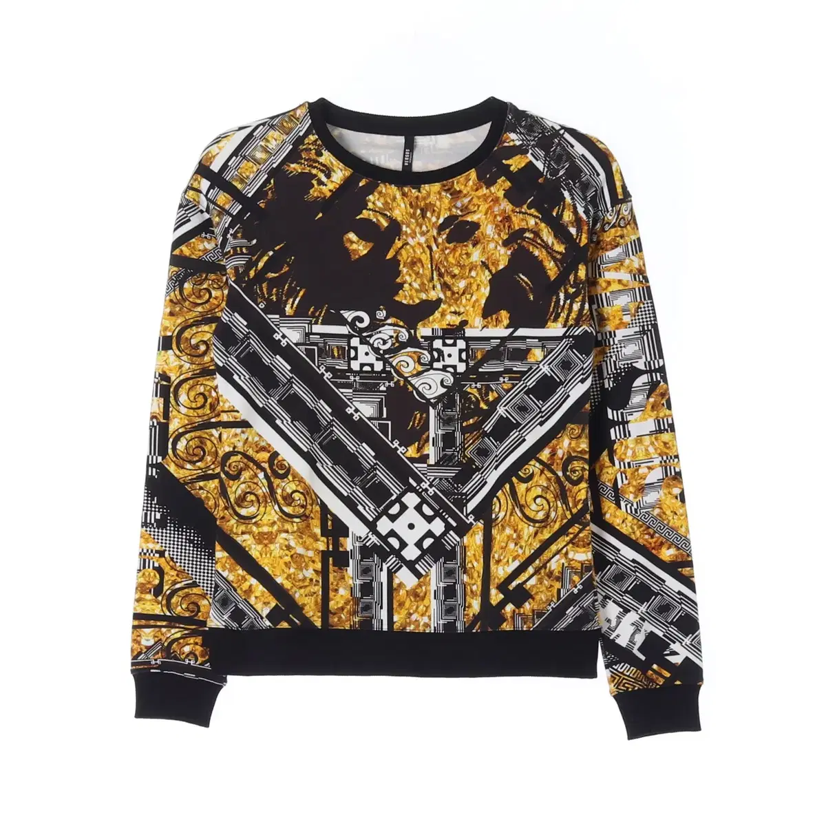 (New Product) [XS] Versace VERSUS Gold Black Patterned Sweatshirt