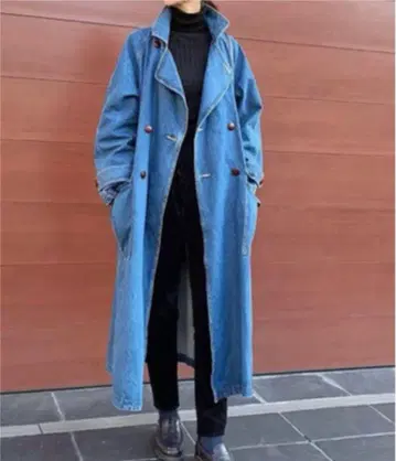 아치 데님 트렌치코트