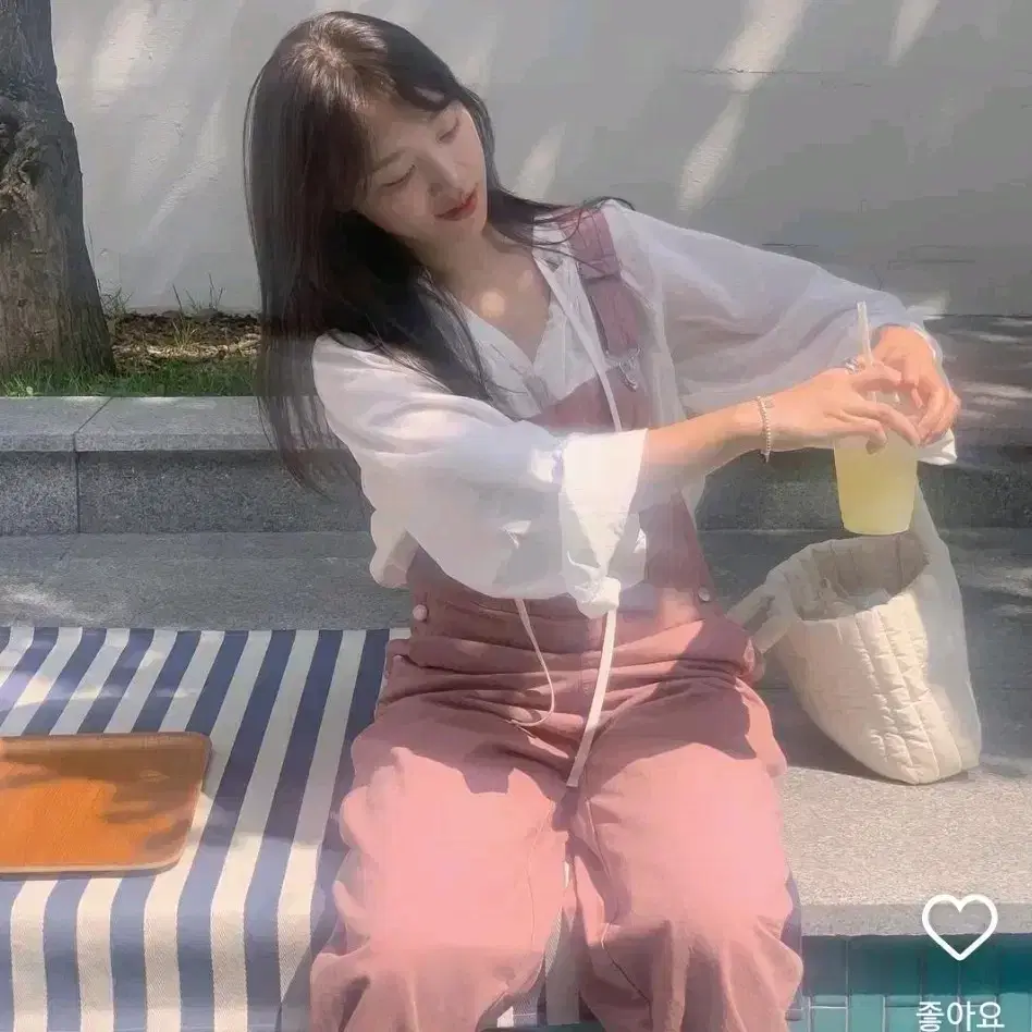 핑크 오버롤 멜빵바지