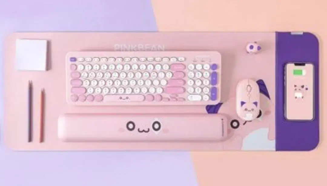 메이플스토리 핑크빈 데스크테리어 세트 마우스 키보드