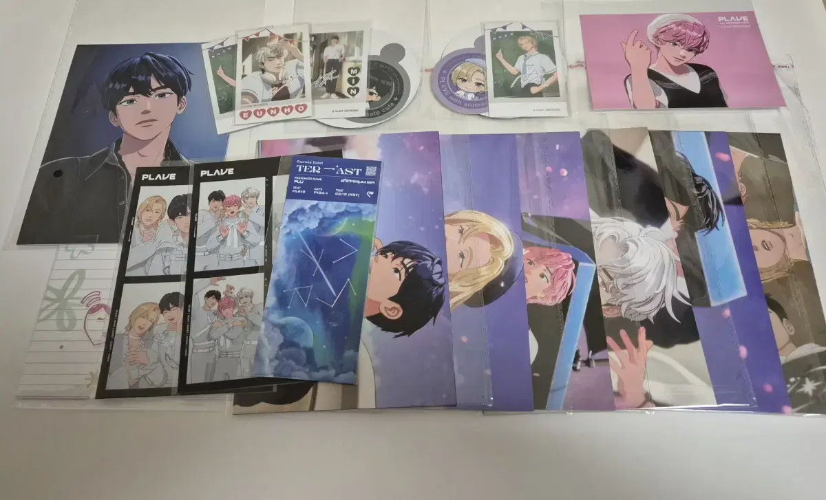 PLAVE postcards, tickets, animate coasters, etc.