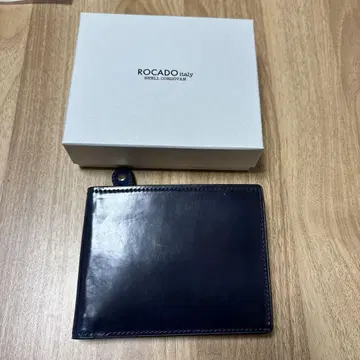 ROCADO 로카도 쉘 코도반 2단 폴더형 지갑 가죽 네이비