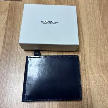 ROCADO 로카도 쉘 코도반 2단 폴더형 지갑 가죽 네이비