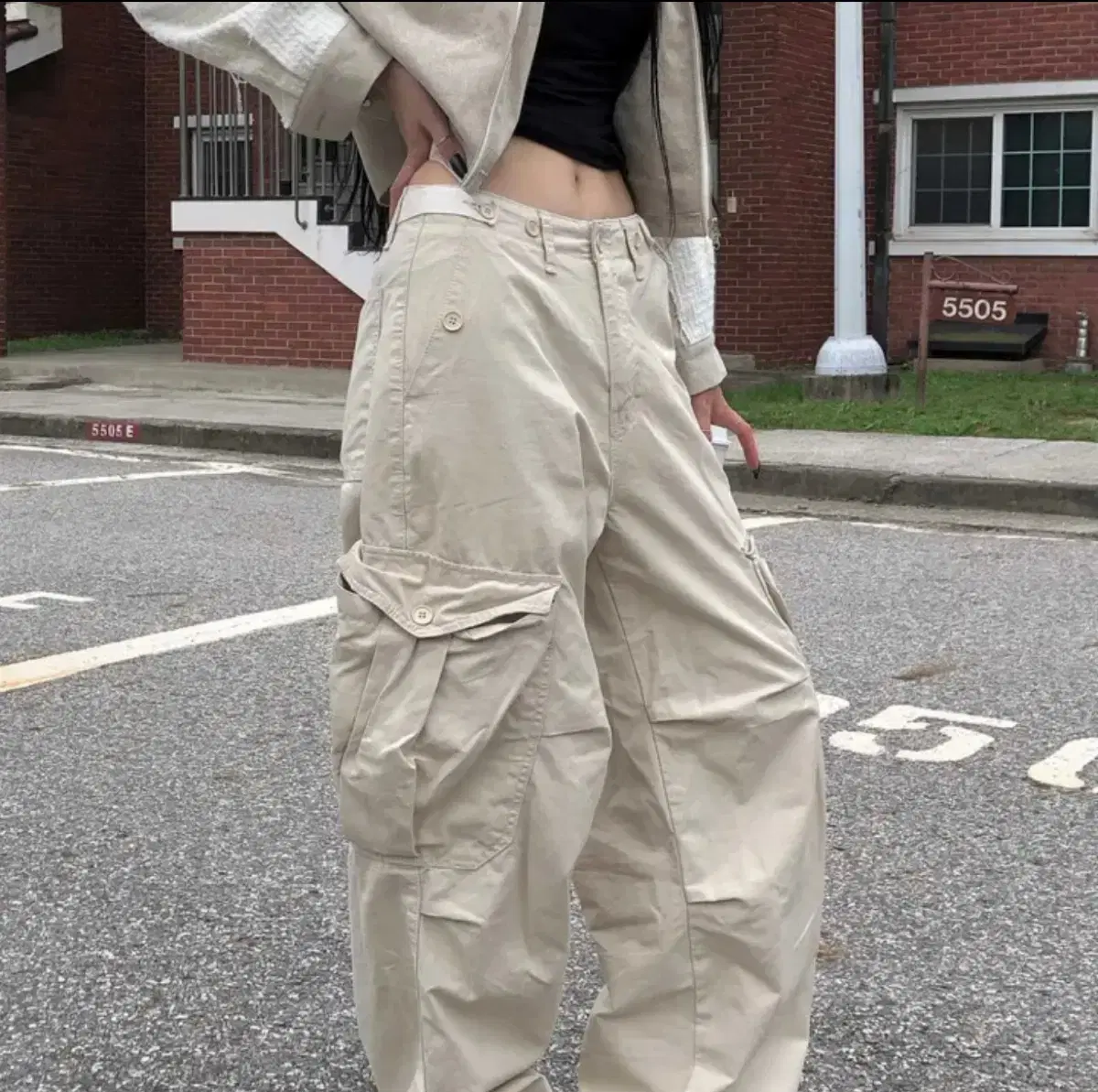Loading ootj 벨 포켓 카고 조거 바지 블랙 s