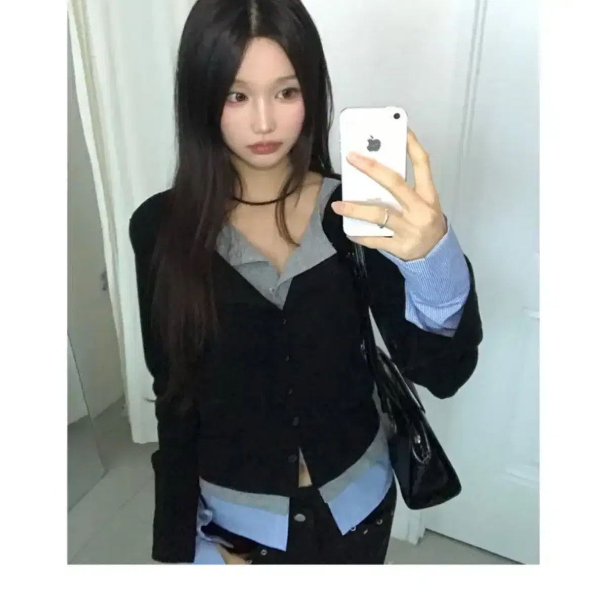 새상품) 에이블리 셔츠 이중 레이어드 가디건 2컬러