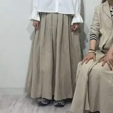 새상품급 마다마다 MADER MADER 코튼 린넨 턱 롱 스커트 F