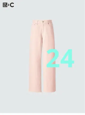 새상품 유니클로 C 유니클로 C 와이드 스트레이트 청바지+핑크 24