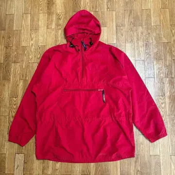 00s L.L.Bean 나일론 아노락 후드티 빨간색 M 필기체 로고