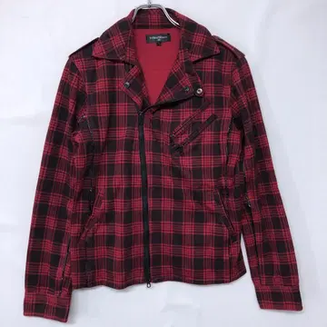 다락방 Homme 체크 무늬 맨투맨 라이더 자켓