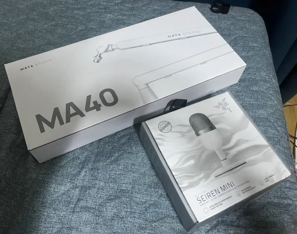 레이저 세이렌 미니 + 마타스튜디오 ma40 화이트 마이크 셋업 풀박스