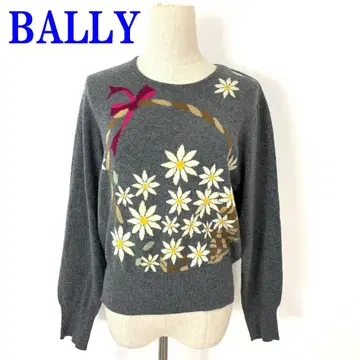 BALLY 발리 니트 그레이 꽃무늬 캐시미어 100% M C2463