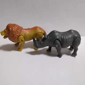 쇼와 태엽 완구 사자와 코뿔소 가동 피규어 세트