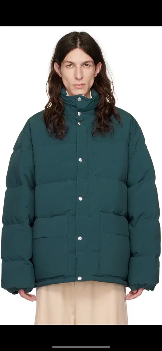 Jil Sander high-neck down jacket, size L, for sale.