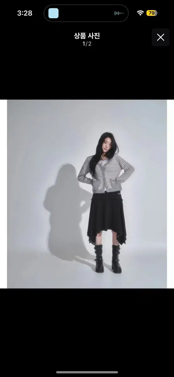 애즈온 치마 LENA UNBALANCE SKIRT / BLACK