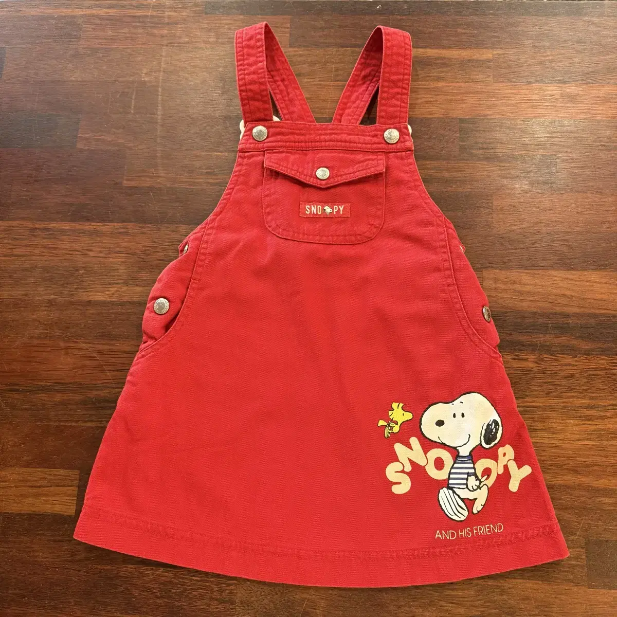Peanuts 피넛츠 키즈 스누피 멜빵 오버롤 원피스