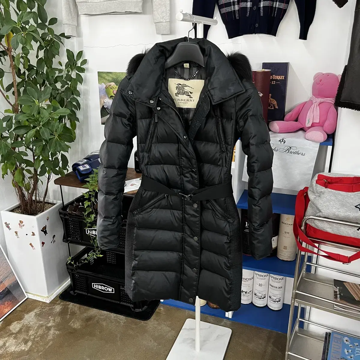 버버리 아비데일 폭스퍼 트리밍 롱패딩 Xs