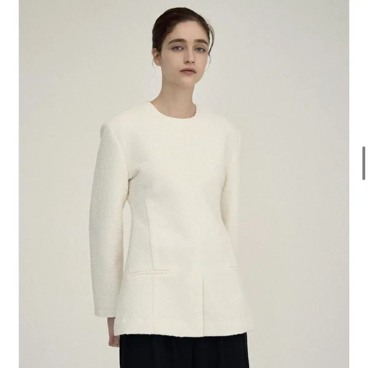 녹섭 hourglass wool blouse