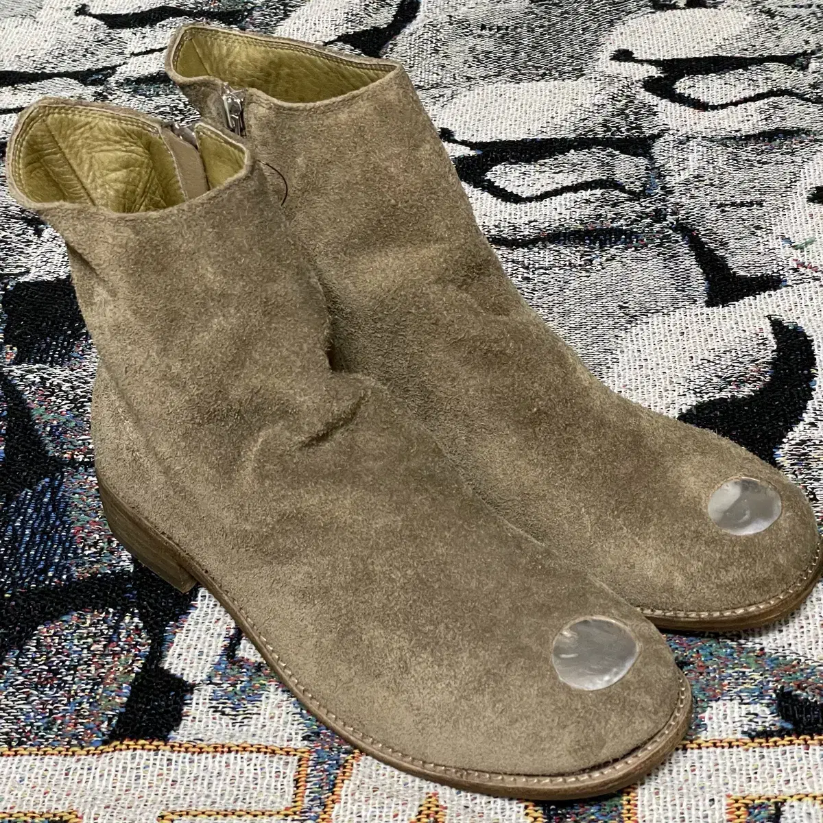 (280) Undercover 15ss Steel Toe Brown Suede Zip-up Boots