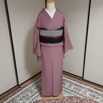 에도 코몬 극세사 만근 성인용 핑크색 순정 실크 이중 기모노