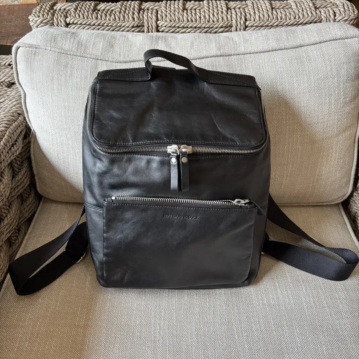 Mandarina Duck Black Cowhide Backpack Choi Jiwoo Bag