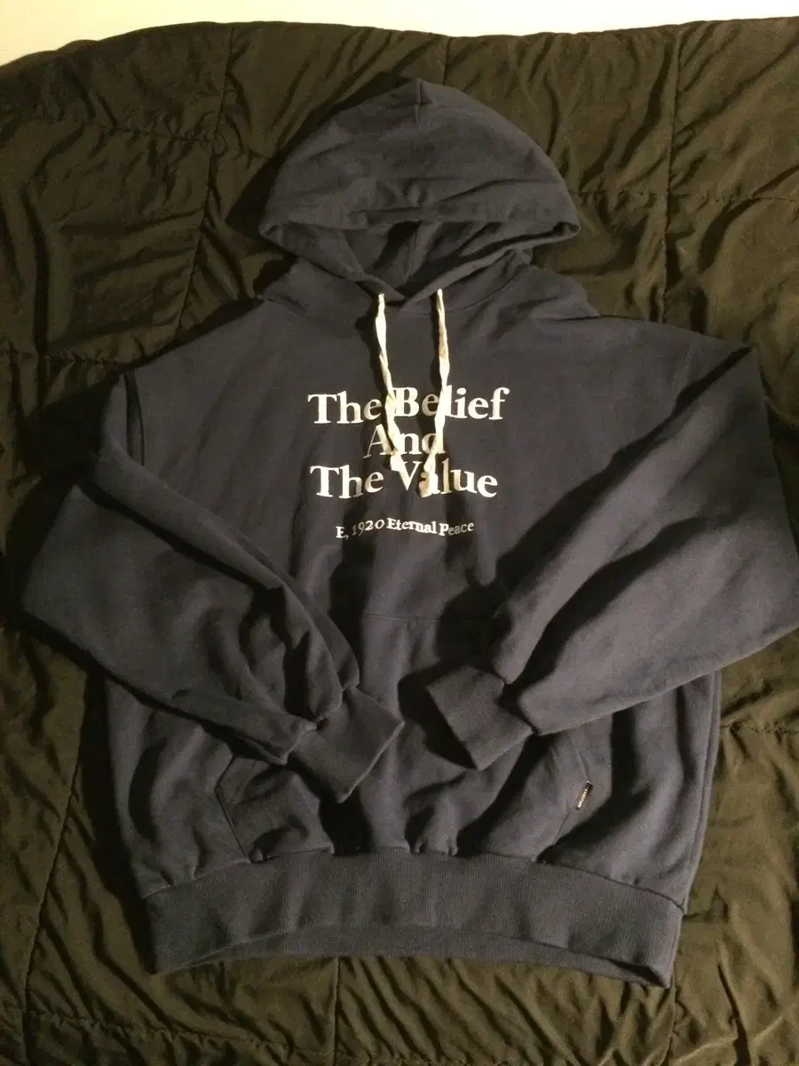 slogan Navy Hoodie (L Size)