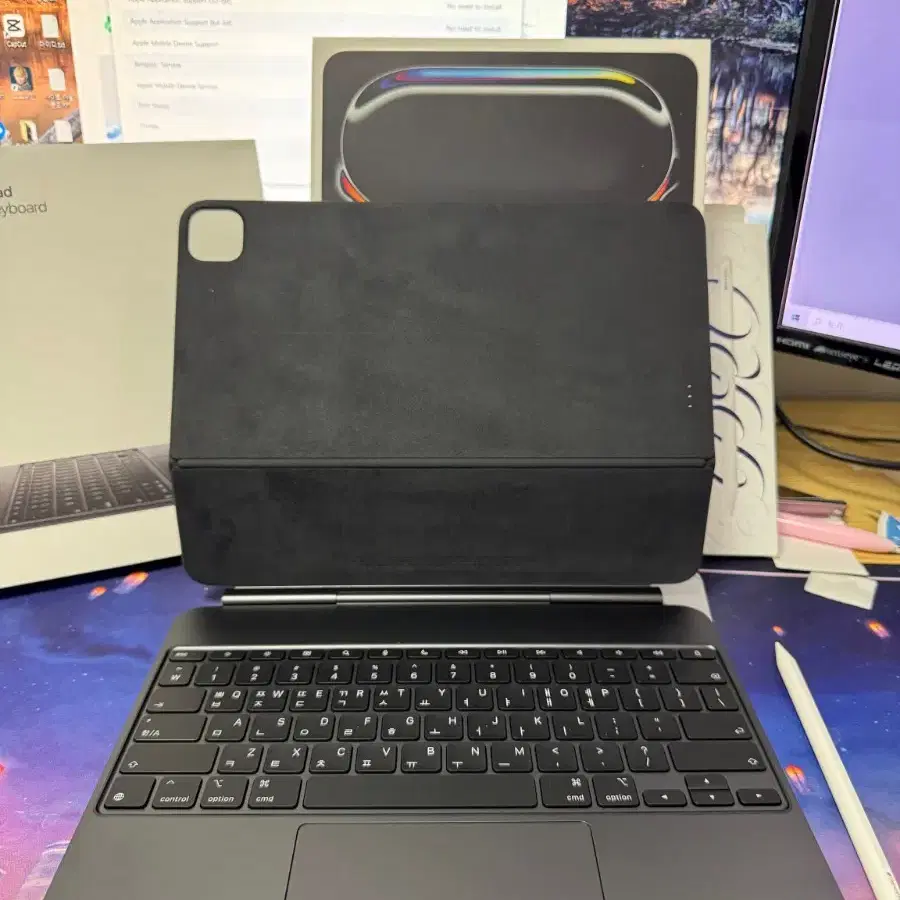 아이패드 프로 13 m4 256기가 셀룰러+매직키보드+애펜프로 풀박스