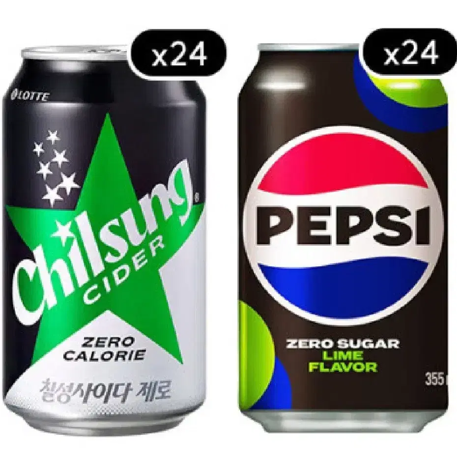 펩시콜라 제로 355ML 24캔+칠성사이다제로355MLX24캔 총48캔