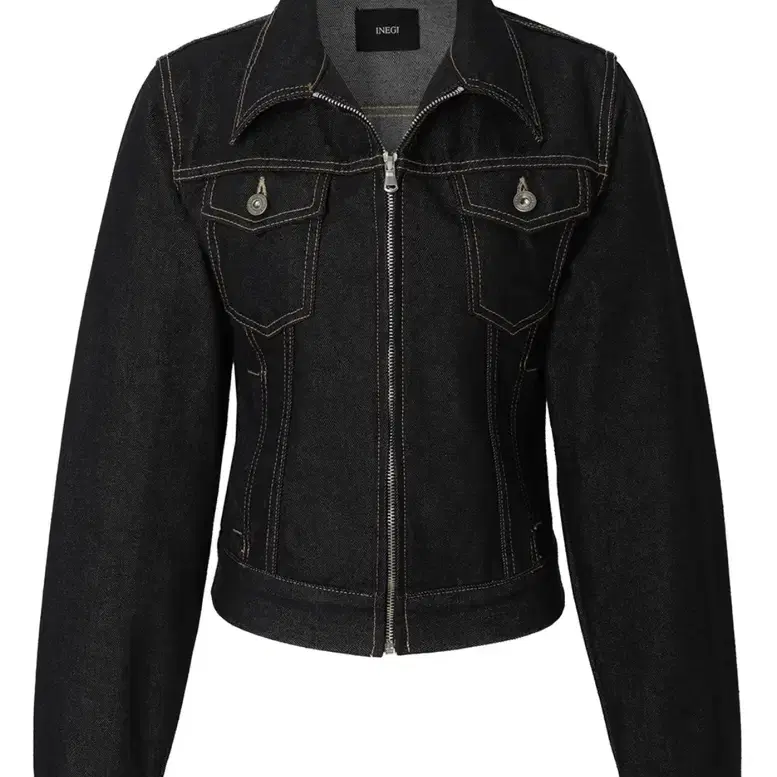 【INEGI】Tight Denim Trucker Jacket Ex-boyfriend Zip Sleeve Trucker Jacket - Medium Wash