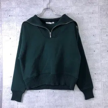 MOUSSY 구제 의류 빅 칼라 라인 하프 지퍼 니트 풀오버