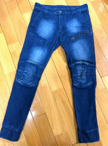쿨한 다크 블루 바이커 팬츠 슬림 핏