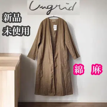 언그리드 미사용 새상품 면마 혼방 린넨 가운 코트 모카