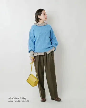 Shinzone 신존 울 서지 톰보이 팬츠 카키 34